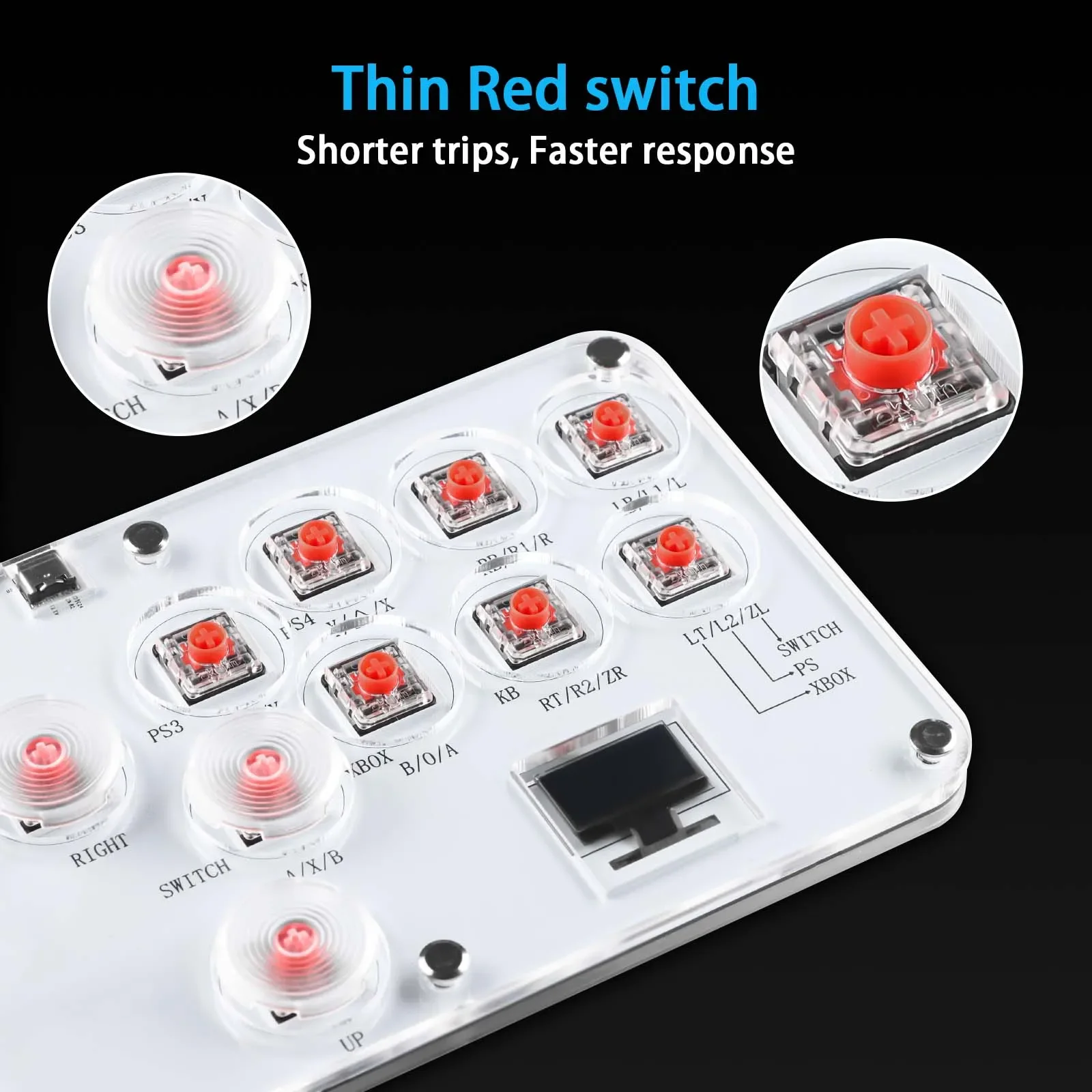 Arcade Fight Stick Hitbox Leverless - 12 مفتاحًا لجميع الأزرار عصا المفاتيح