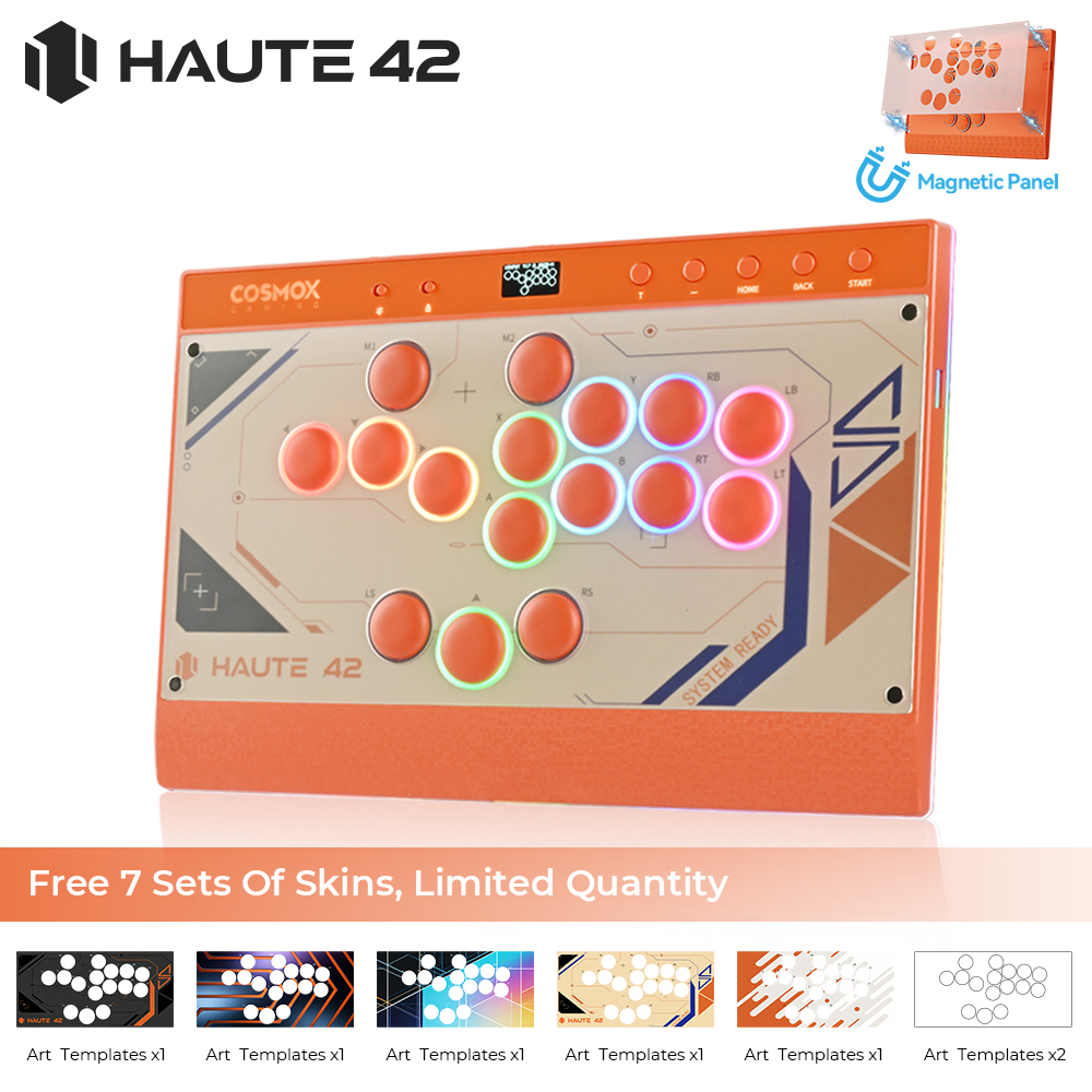Arcade Stick For Ps5 Pc Switch - Haute42 New C16 Orange Magnetic Stickless