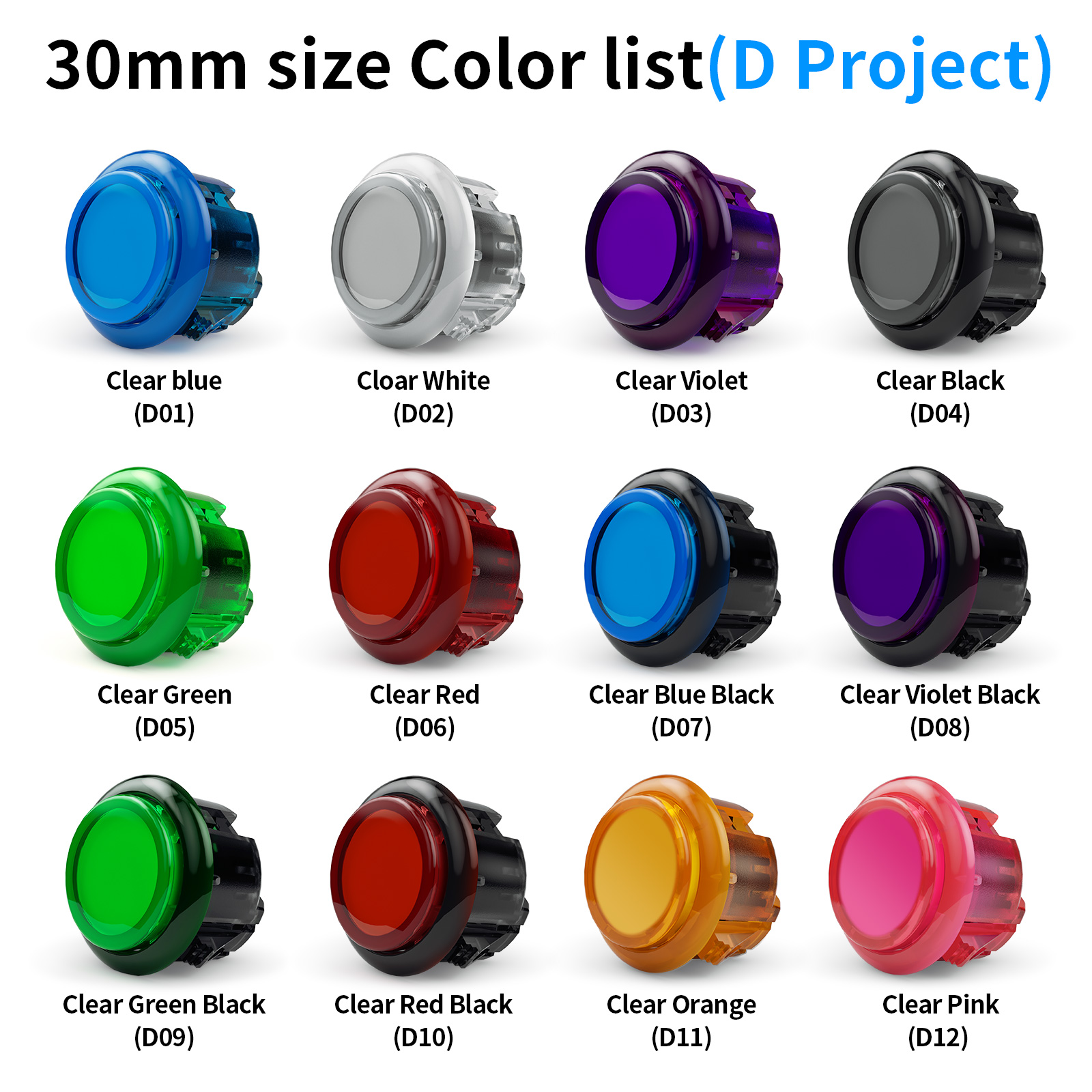 Arcade Buttons 24Mm 30Mm Snap In - أعمدة Qanba الميكانيكية بالجاذبية ، زر
